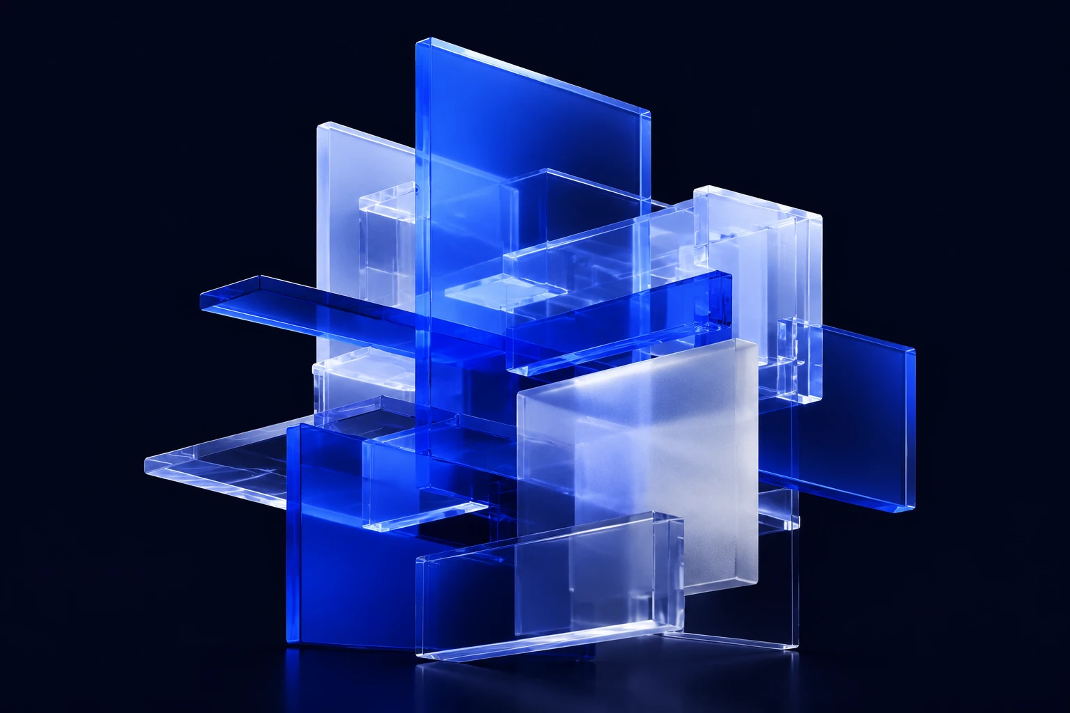 Connected blue and translucent modular panels